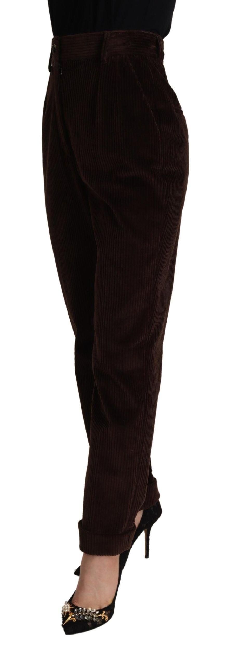 Dolce &amp; Gabbana Elegant Bordeaux High-Waisted Corduroy Pants