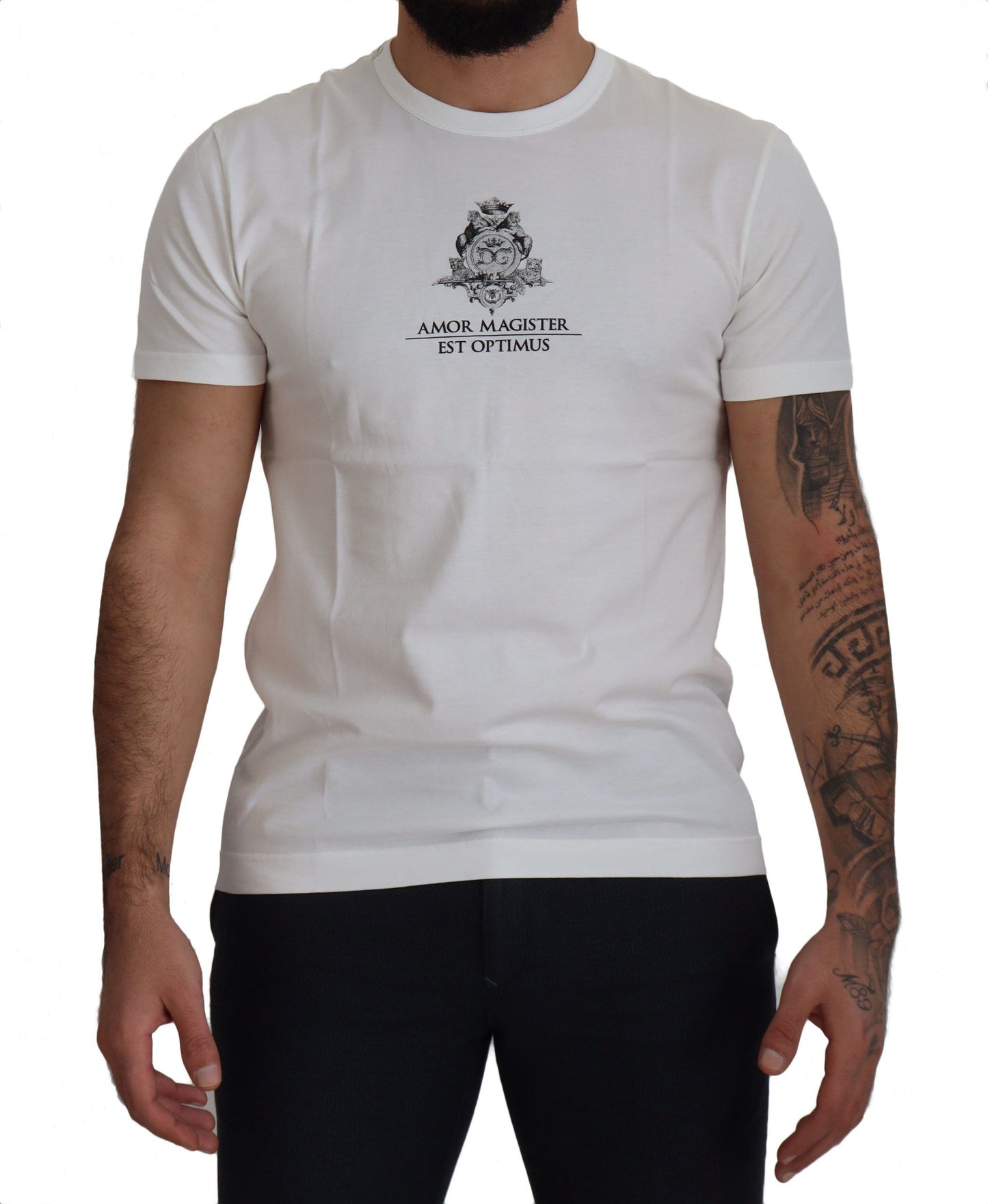 Dolce &amp; Gabbana Chic White Logo Print Cotton Tee