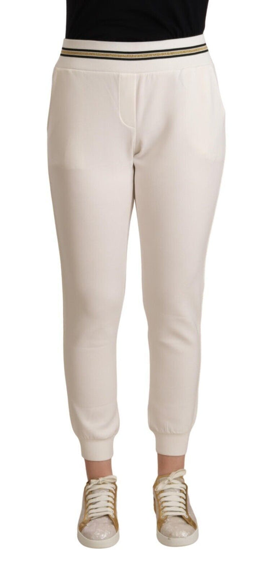 Patrizia Pepe Chic White Mid Waist Jogger Pants