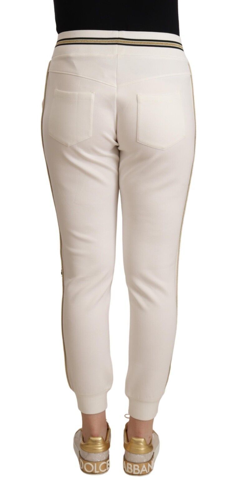 Patrizia Pepe Chic White Mid Waist Jogger Pants