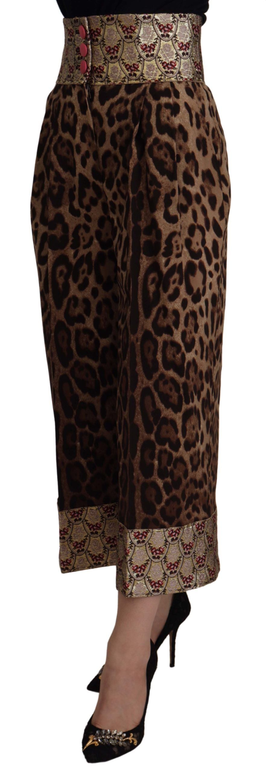 Dolce &amp; Gabbana High Waist Cropped Leopard Jacquard Pants