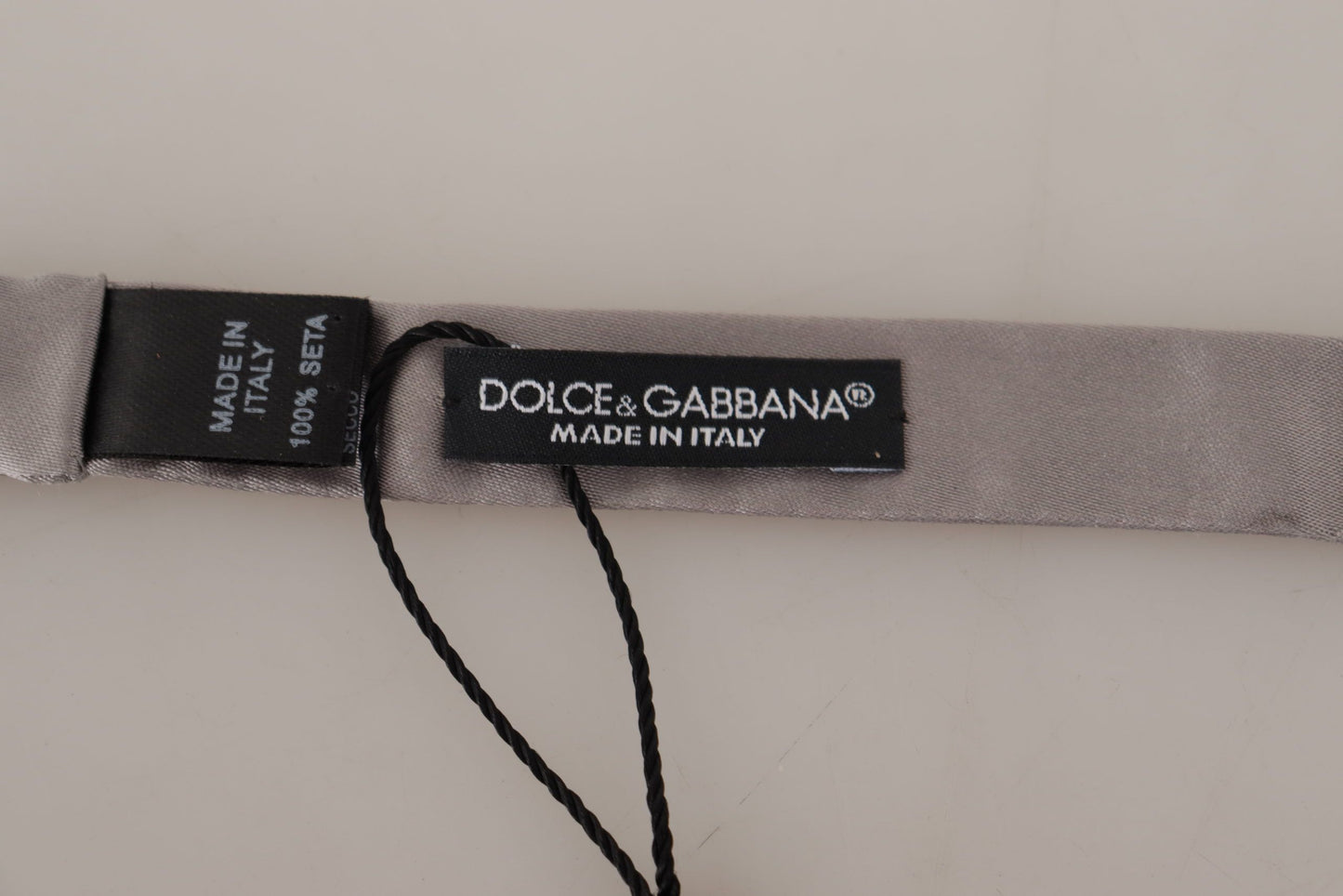 Dolce &amp; Gabbana Elegant Silver Silk Bow Tie for Sophisticated Evening