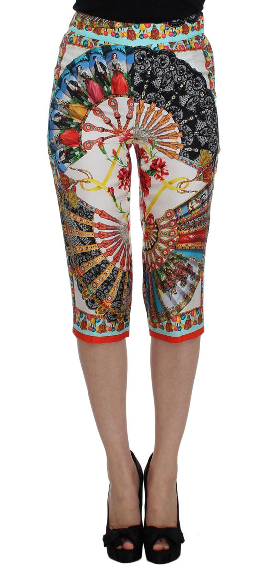 Dolce & Gabbana Multicolor Majolica Silk Capri Pants