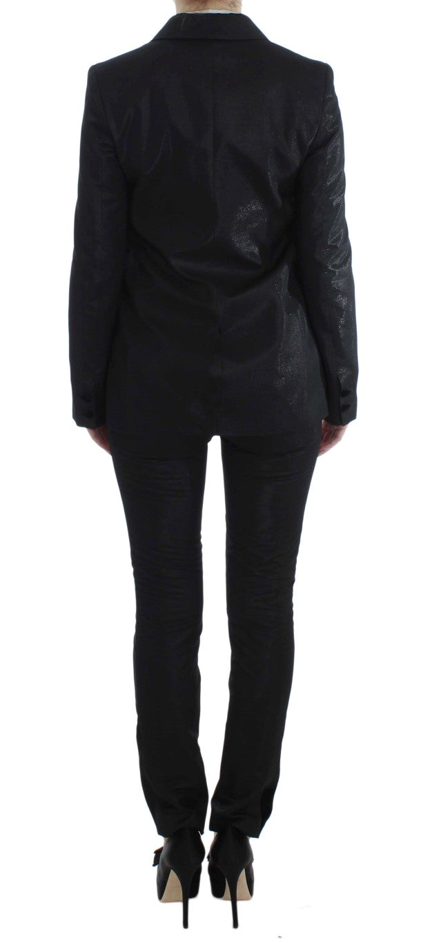 Exte Elegant Three-Piece Black Pants Suit