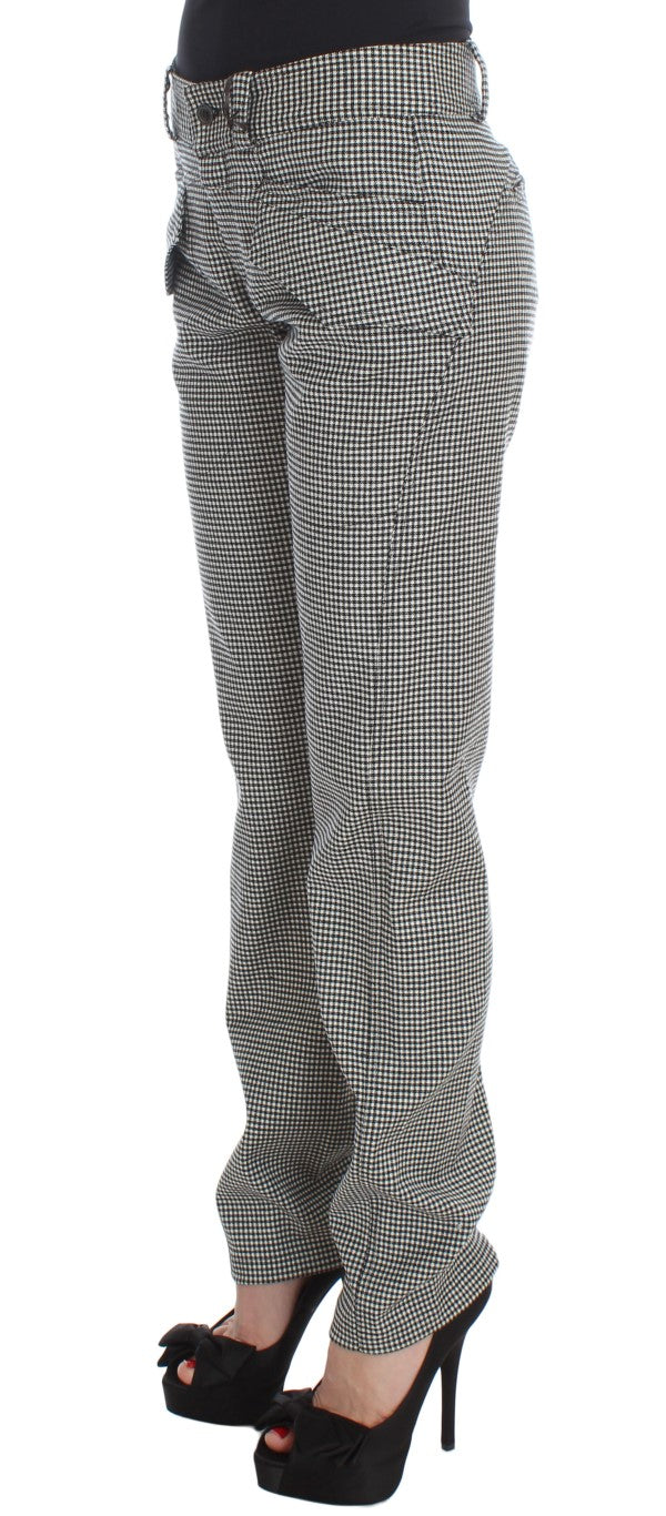 Ermanno Scervino Chic Checkered Black & White Regular Fit Pants