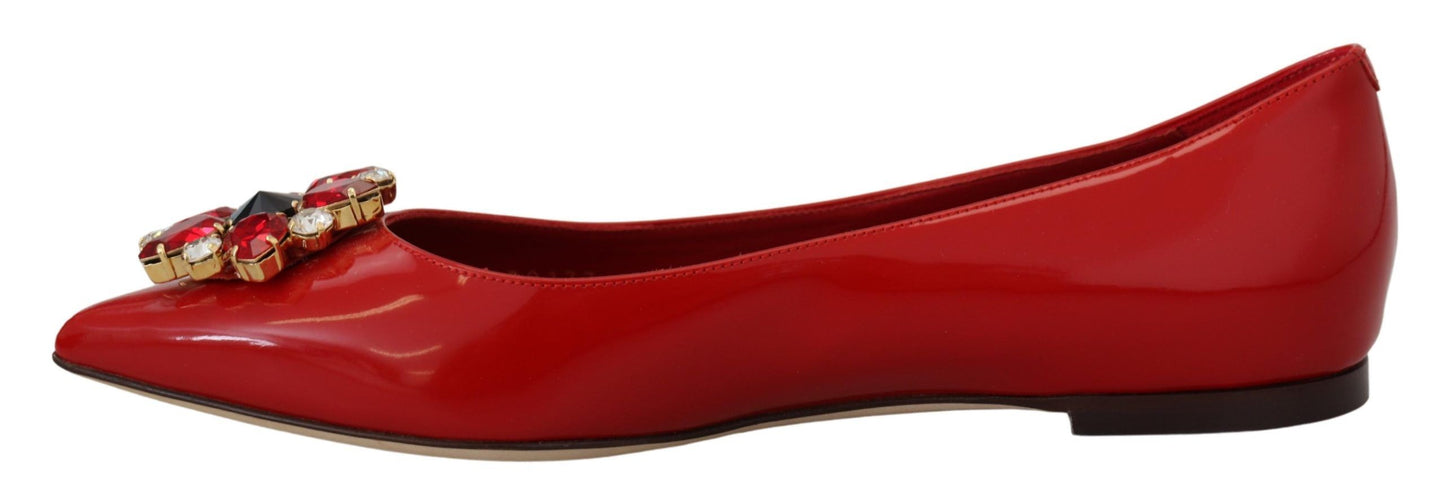 Dolce & Gabbana Red Suede Crystal Loafers - Exquisite Elegance