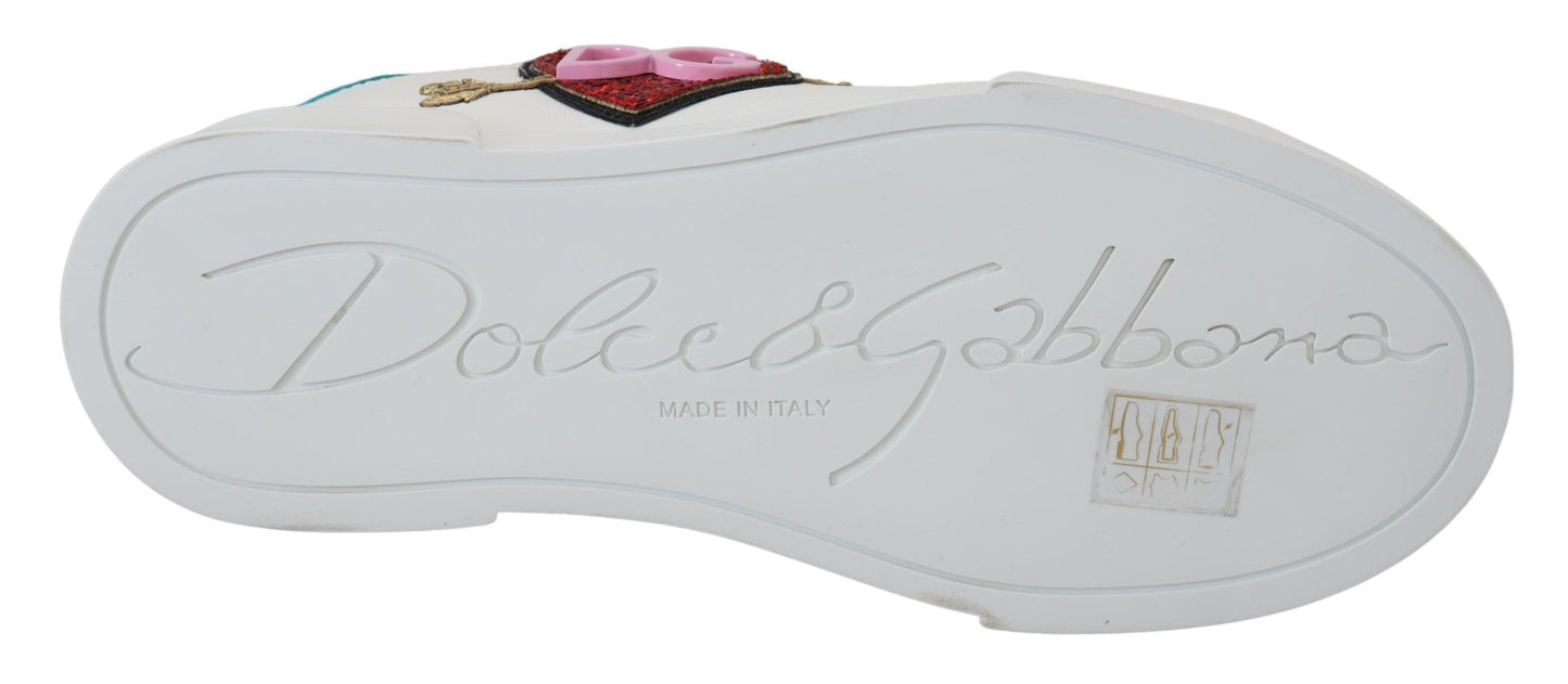 Dolce & Gabbana Elegant White Portofino Leather Sneakers