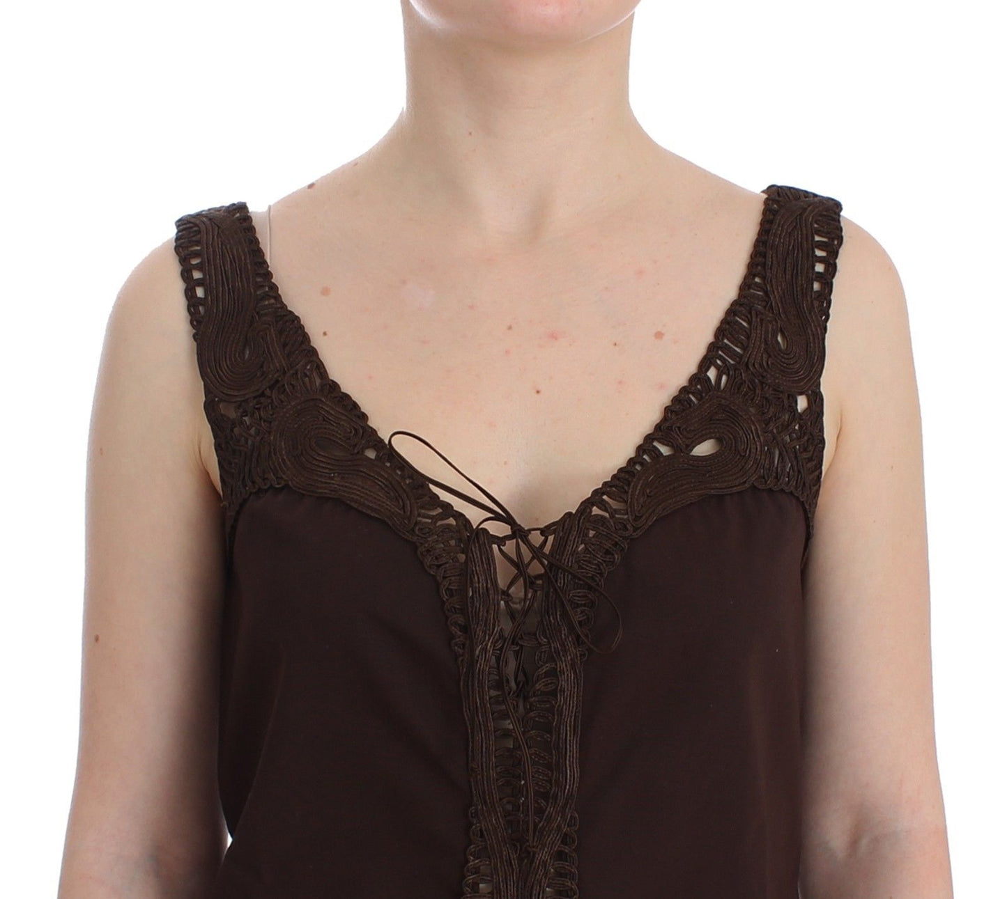 Ermanno Scervino Chic Brown Tunic Cotton Dress Top