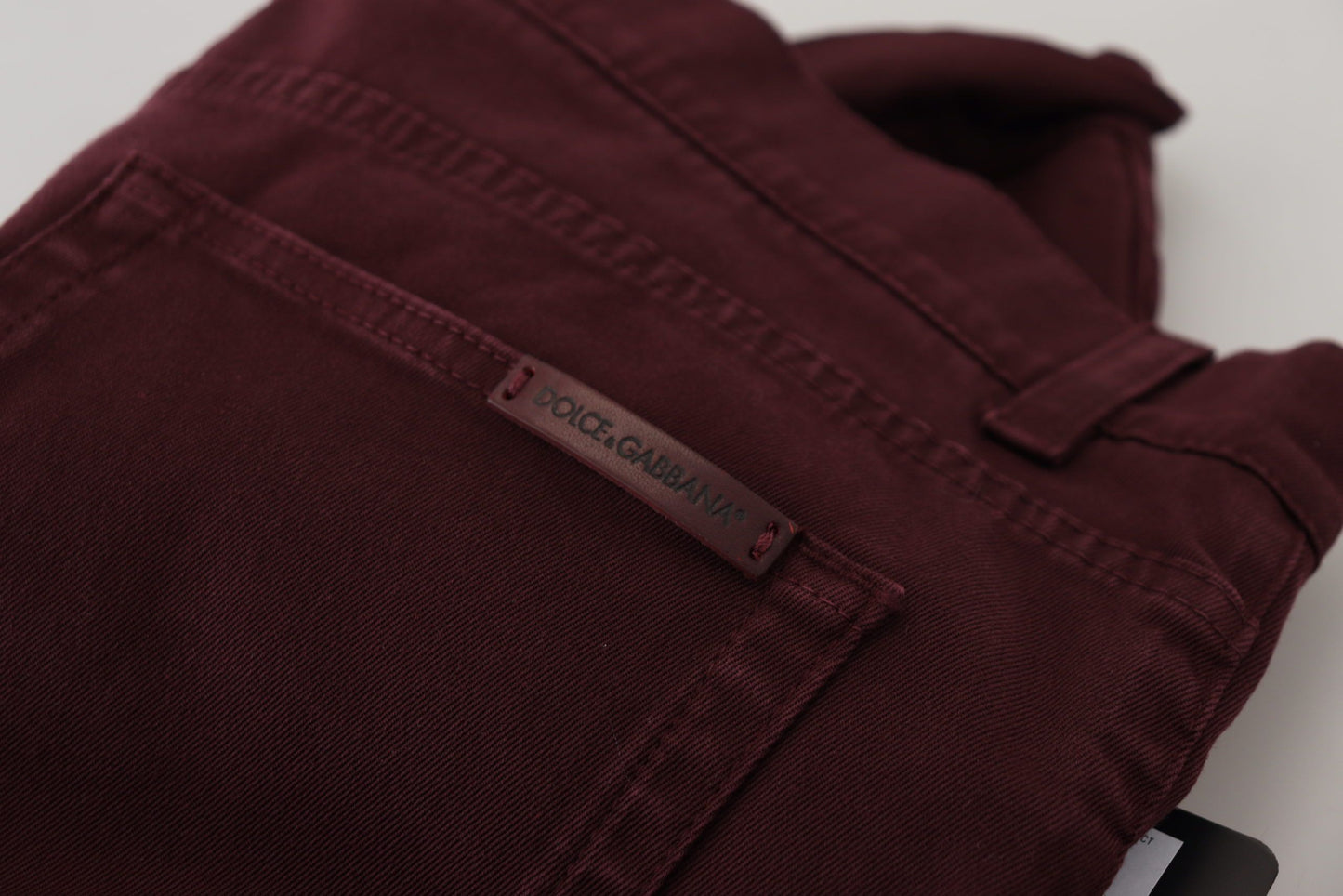 Dolce &amp; Gabbana Slim Fit Bordeaux Jeans - Italian Luxury