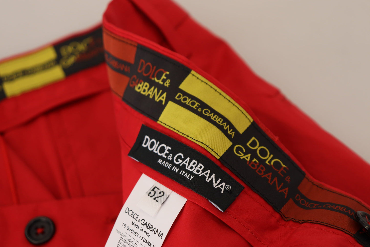 Dolce &amp; Gabbana Elegant Slim Fit Crimson Chinos