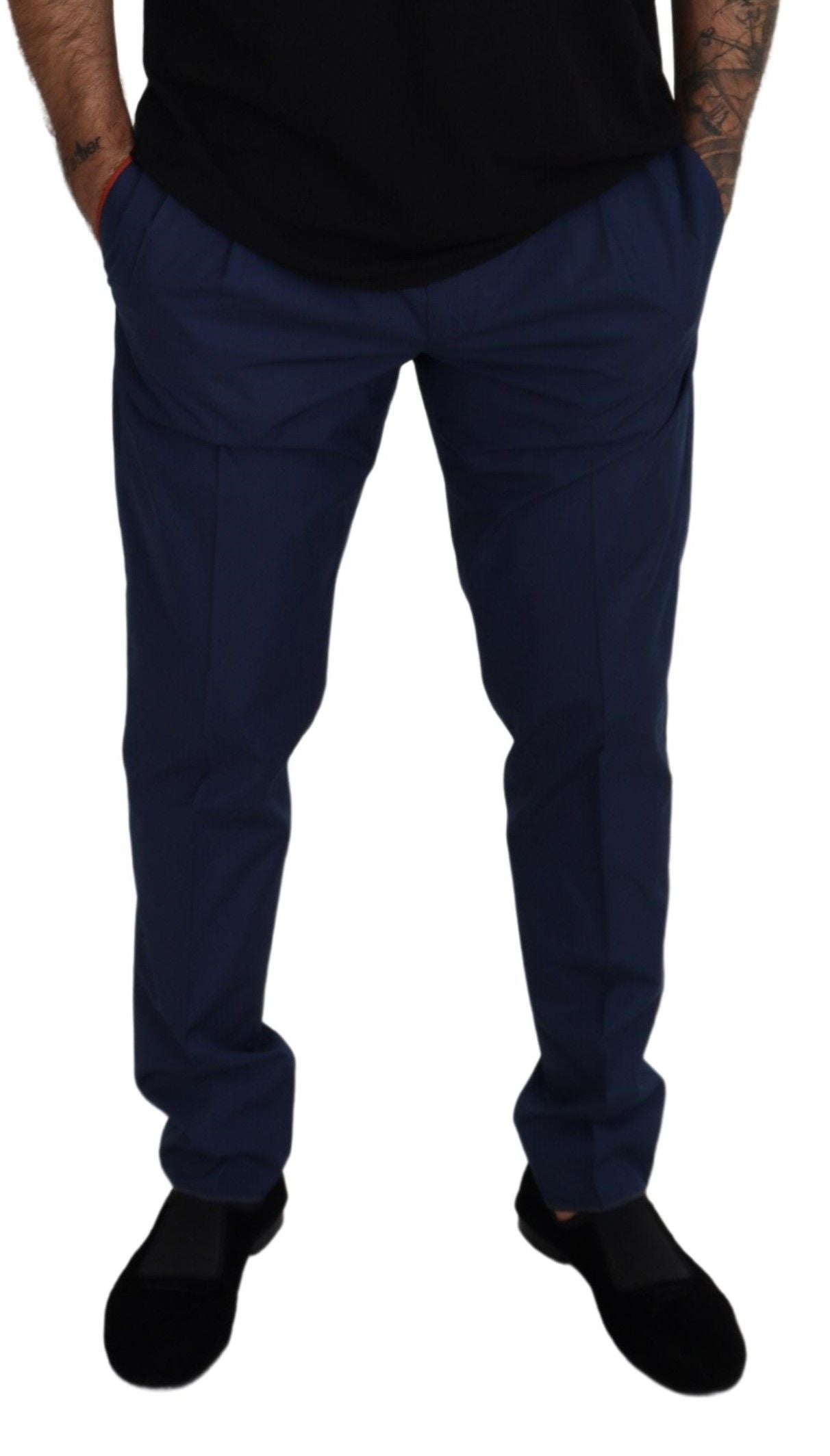 Dolce &amp; Gabbana Elegant Slim Fit Chinos in Blue Silk Blend