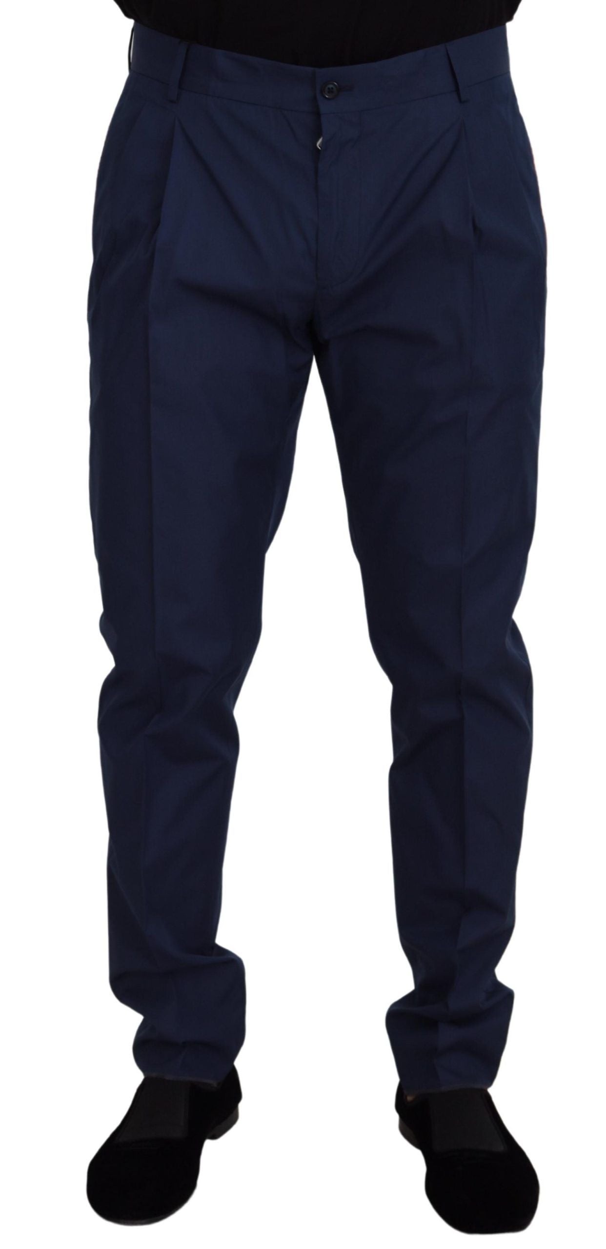 Dolce &amp; Gabbana Elegant Slim Fit Chinos in Blue Silk Blend