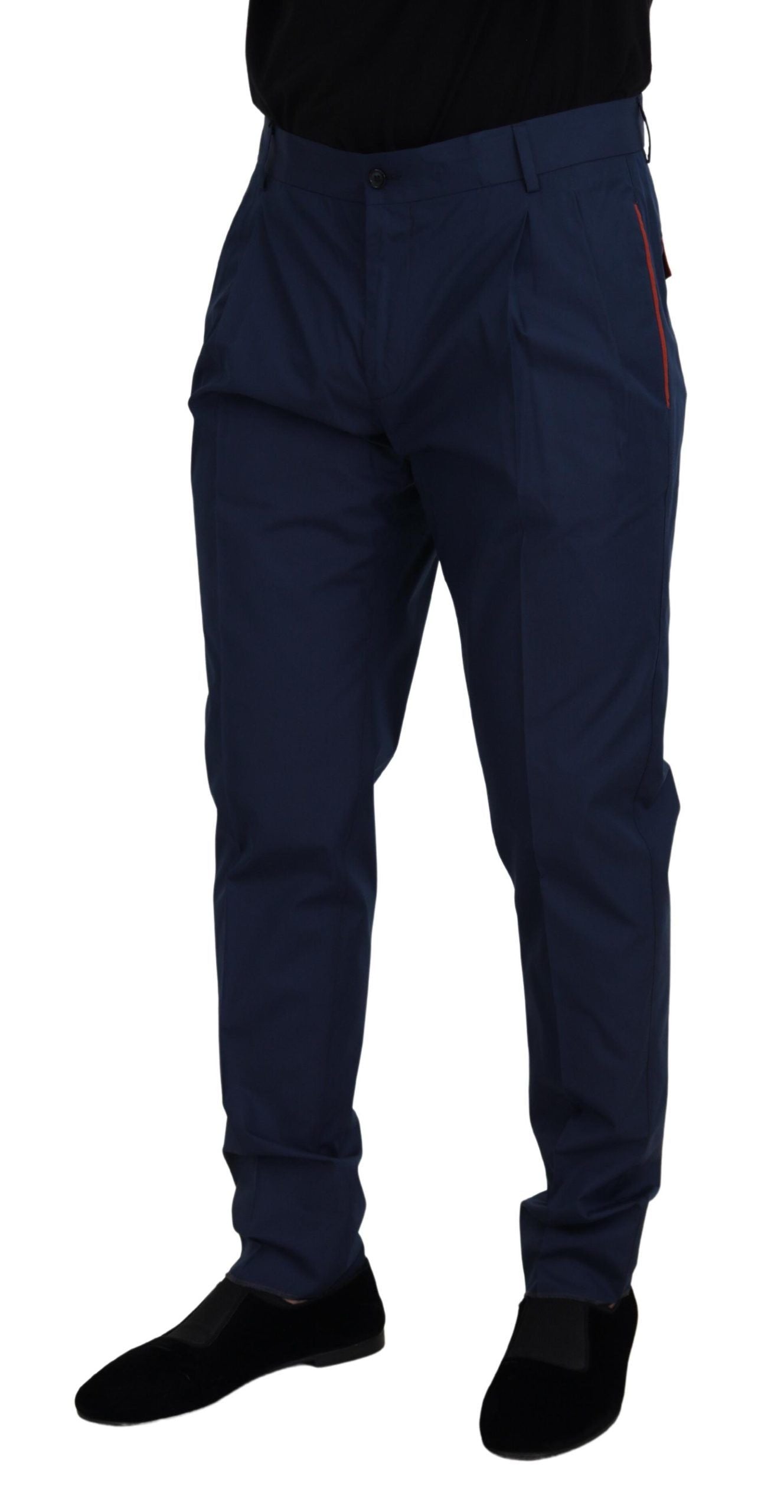 Dolce &amp; Gabbana Elegant Slim Fit Chinos in Blue Silk Blend