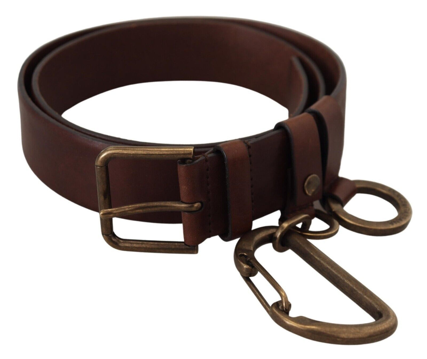 Dolce &amp; Gabbana Elegant Brown Leather Belt with Metal Buckle