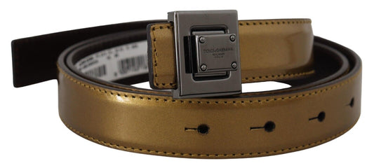 Dolce &amp; Gabbana Gold Square Buckle Leather Belt