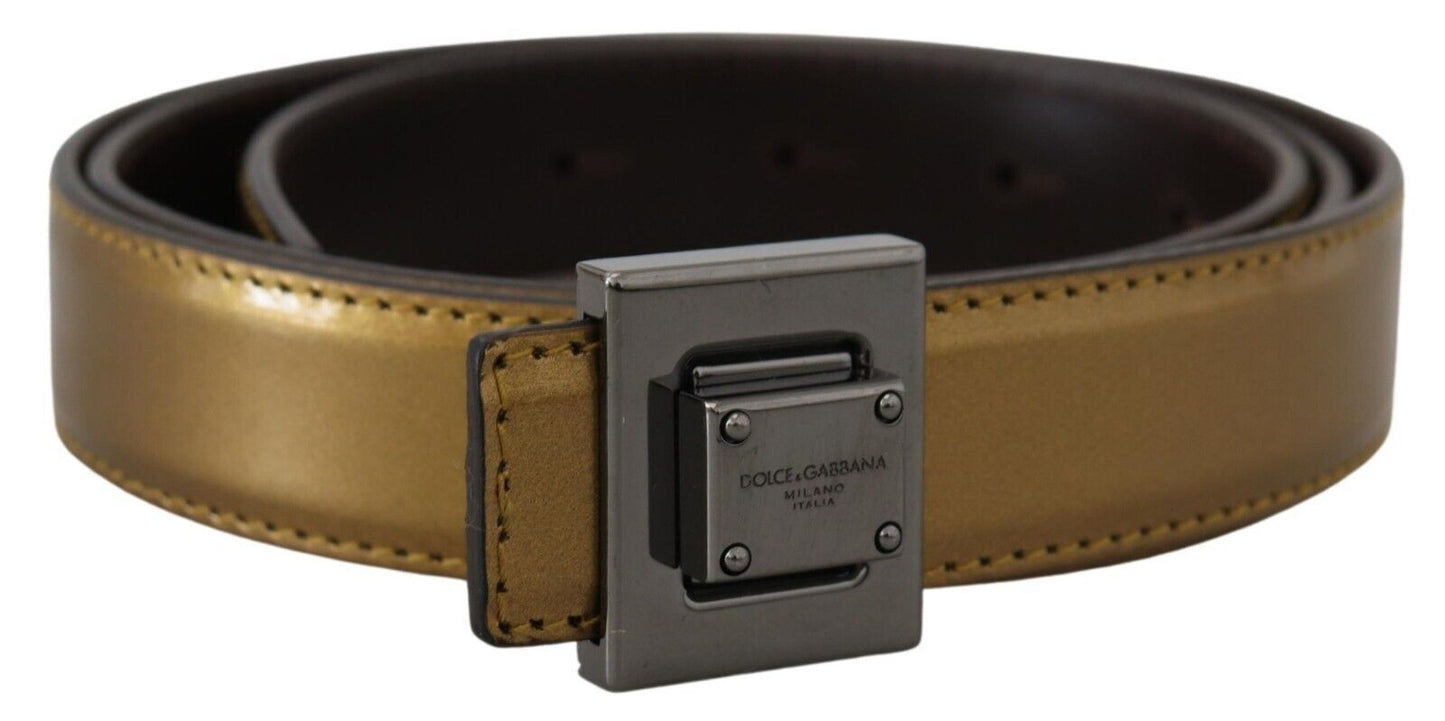 Dolce &amp; Gabbana Gold Square Buckle Leather Belt