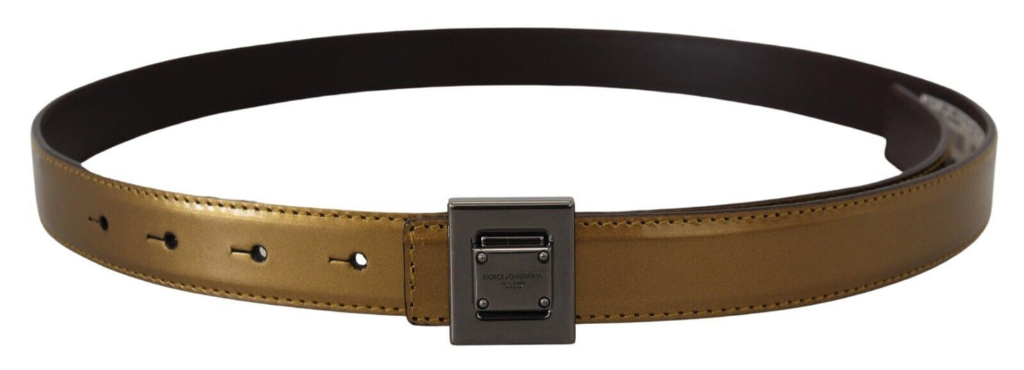 Dolce &amp; Gabbana Gold Square Buckle Leather Belt