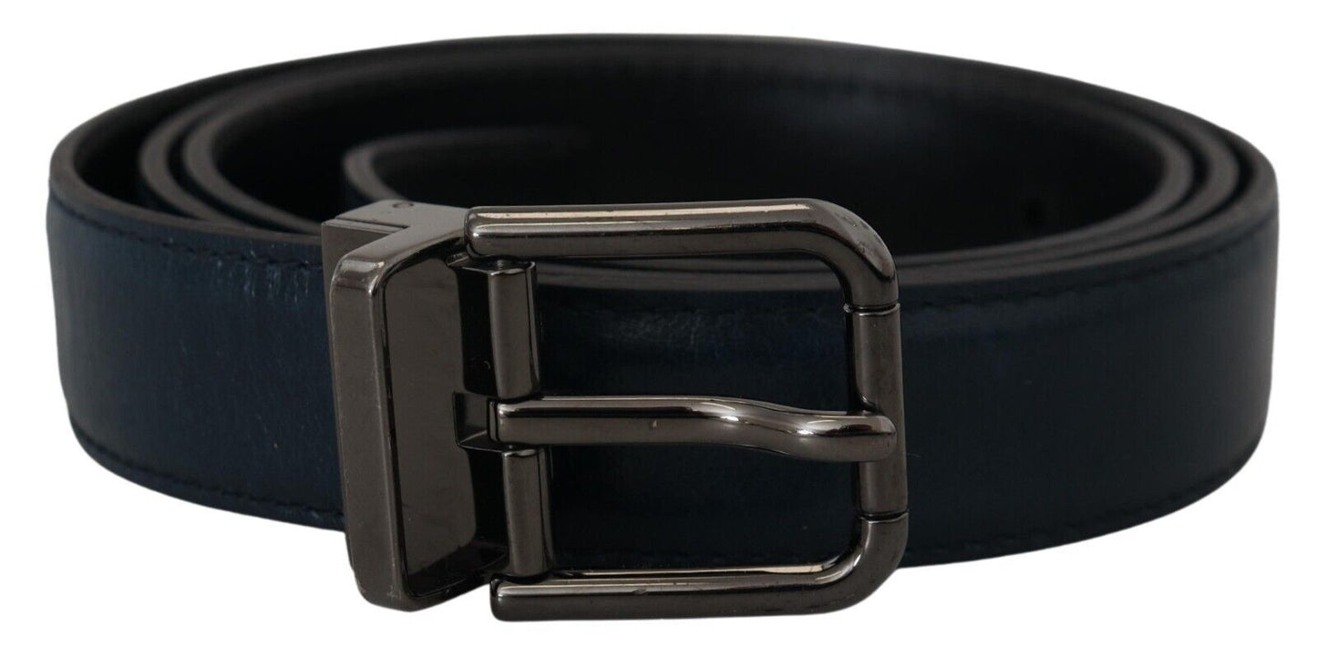 Dolce &amp; Gabbana Elegant Dark Blue Leather Belt