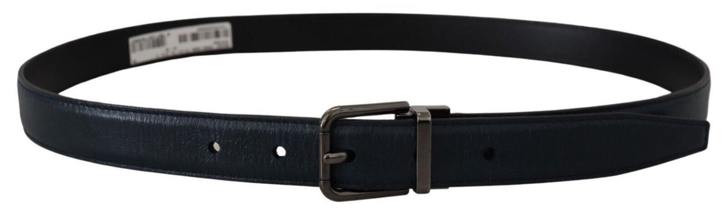 Dolce &amp; Gabbana Elegant Dark Blue Leather Belt