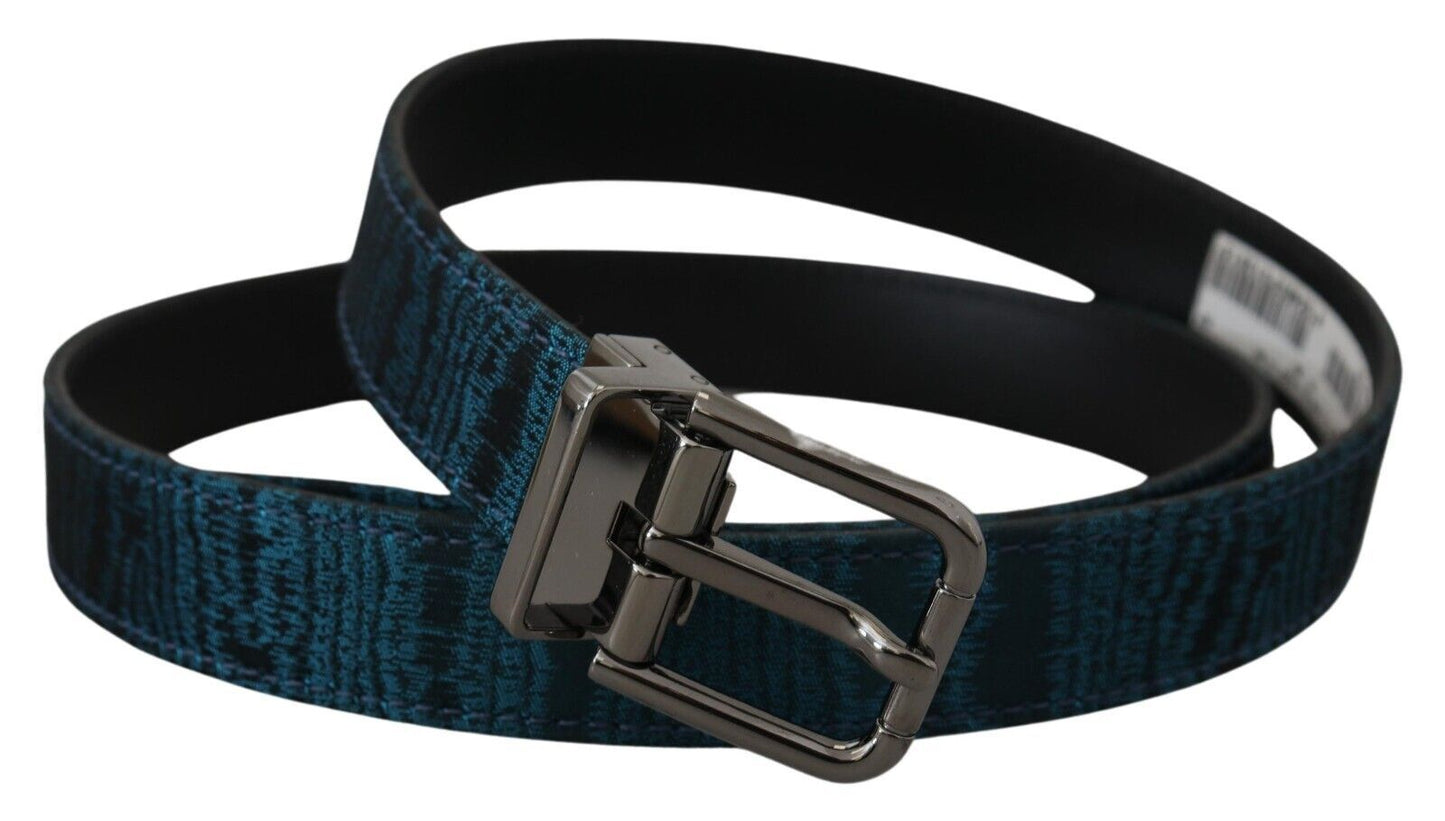 Dolce &amp; Gabbana Elegant Blue Jacquard Designer Belt