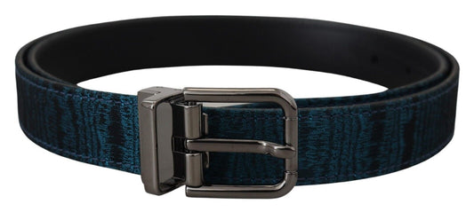 Dolce &amp; Gabbana Elegant Blue Jacquard Designer Belt