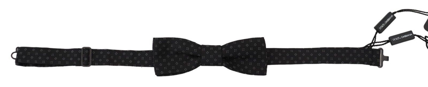 Dolce &amp; Gabbana Exclusive Silk Patterned Black Bow Tie