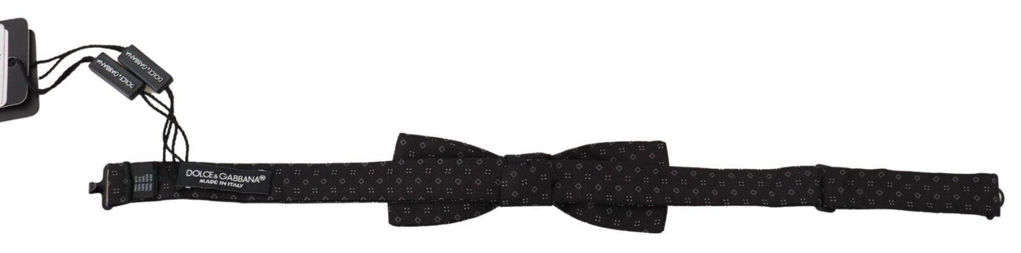 Dolce &amp; Gabbana Exclusive Silk Patterned Black Bow Tie