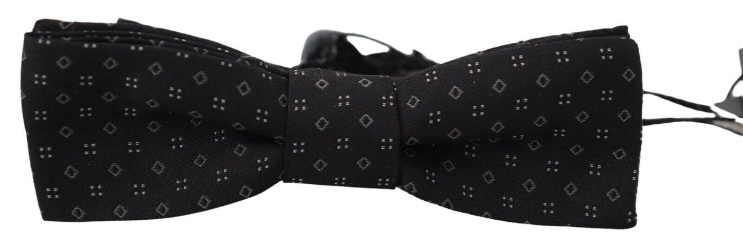 Dolce &amp; Gabbana Exclusive Silk Patterned Black Bow Tie