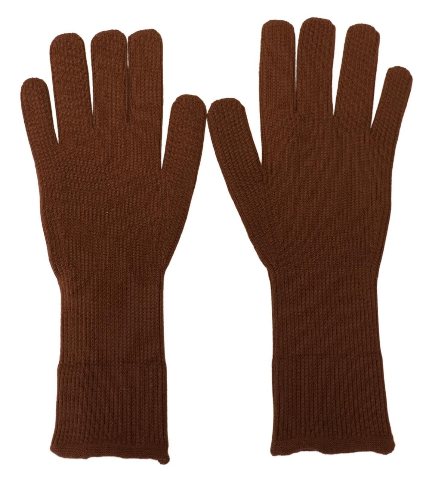 Dolce &amp; Gabbana Elegant Brown Cashmere Winter Gloves