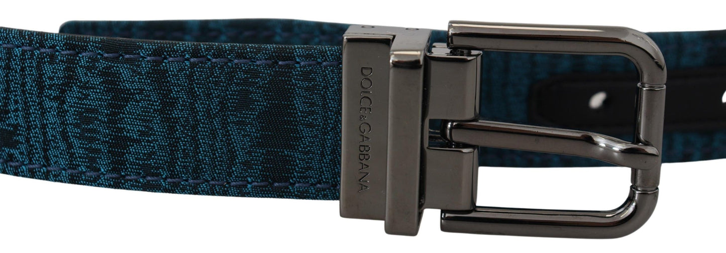 Dolce &amp; Gabbana Elegant Blue Jacquard Designer Belt