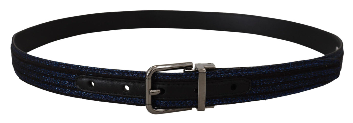 Dolce &amp; Gabbana Elegant Blue Jacquard Leather Belt