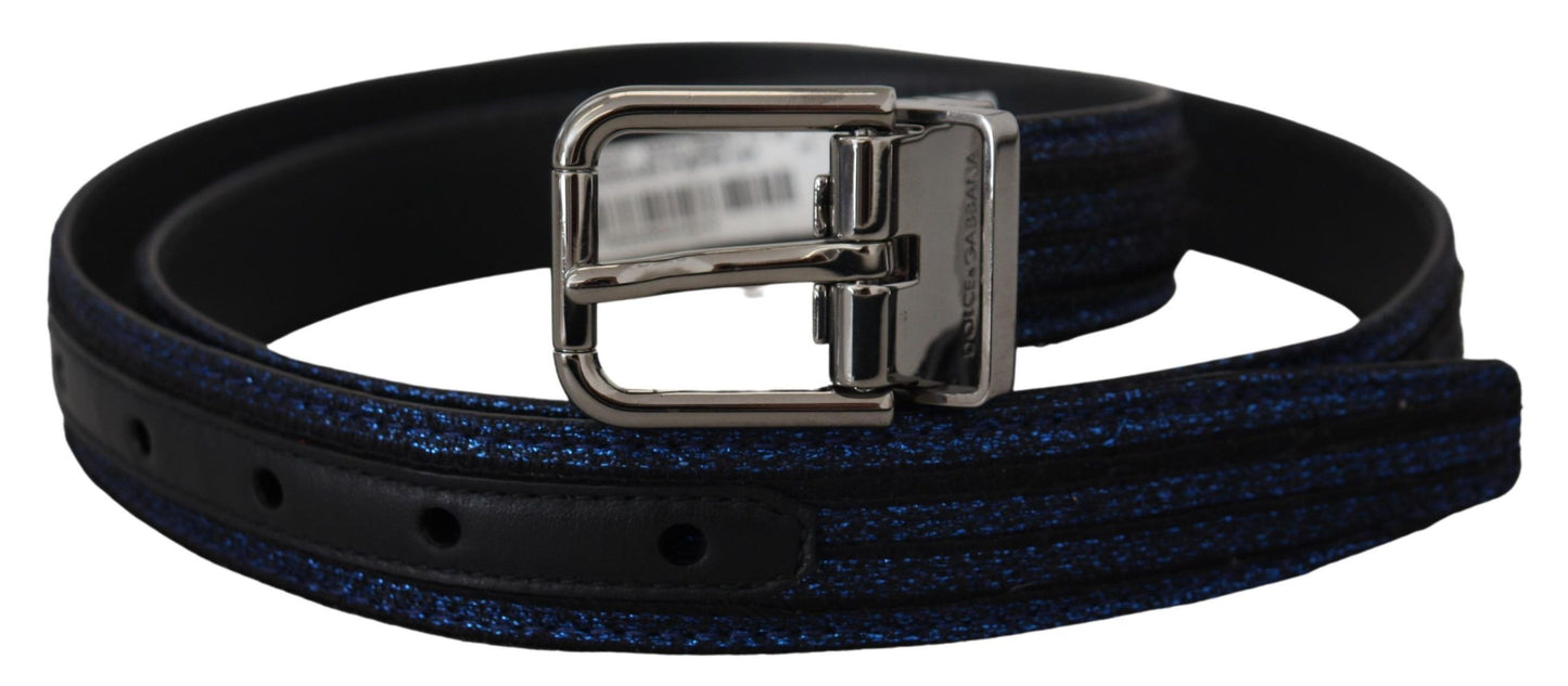 Dolce &amp; Gabbana Elegant Blue Jacquard Leather Belt