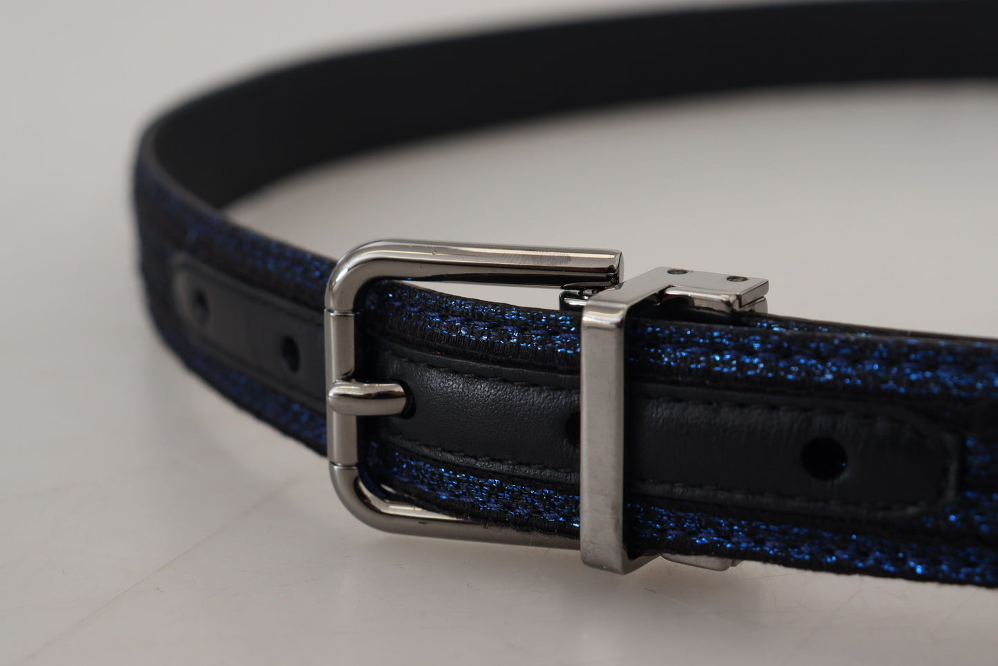 Dolce &amp; Gabbana Elegant Blue Jacquard Leather Belt