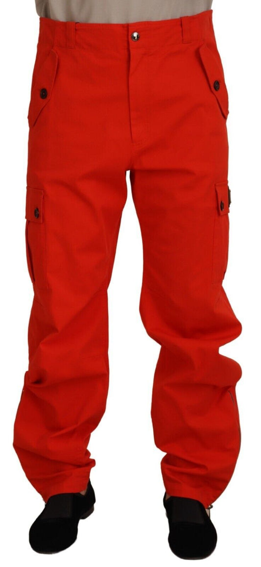 Dolce &amp; Gabbana Elegant Red Cotton Blend Trousers