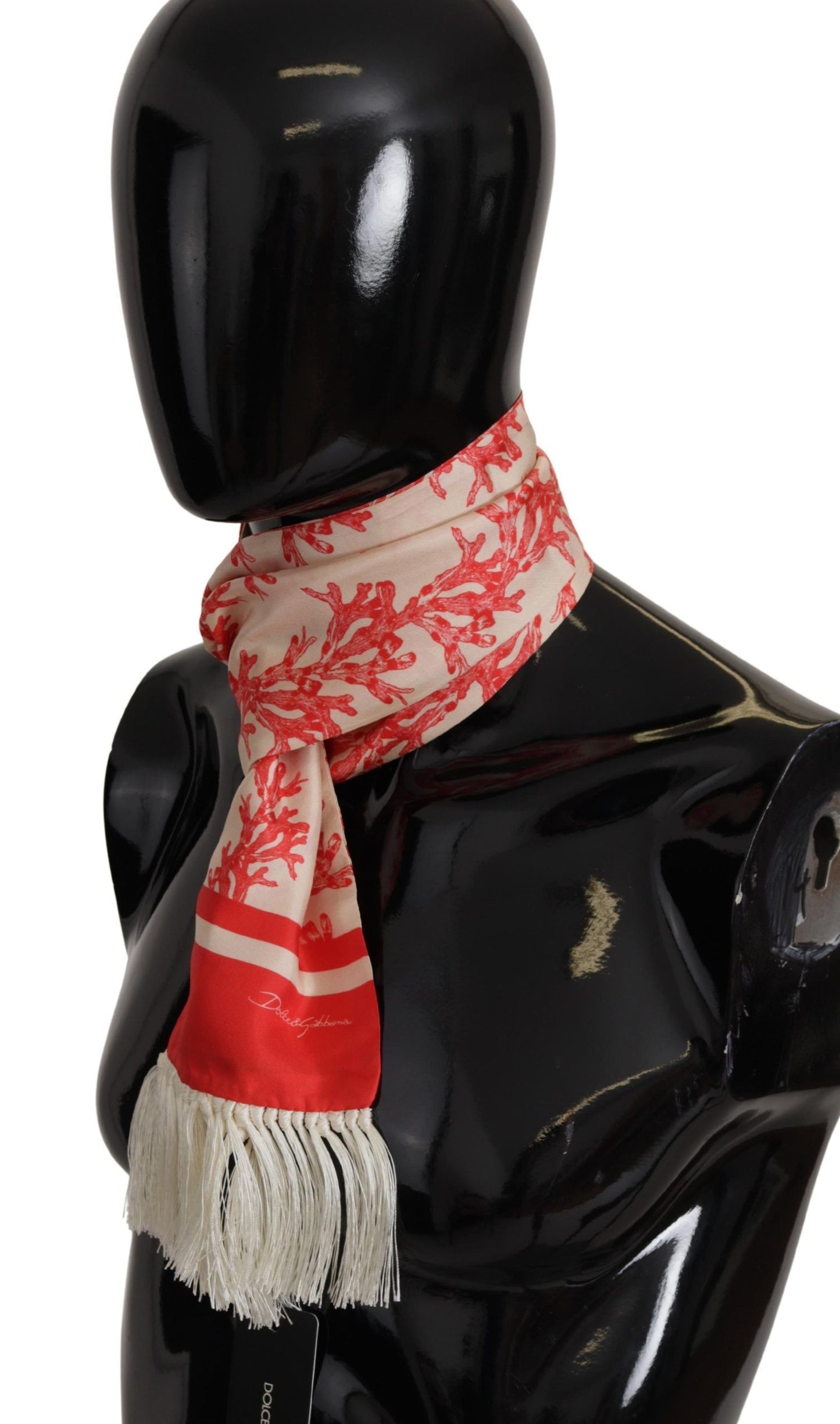 Dolce &amp; Gabbana Elegant Silk Men's Scarf Wrap - Red Coral Print