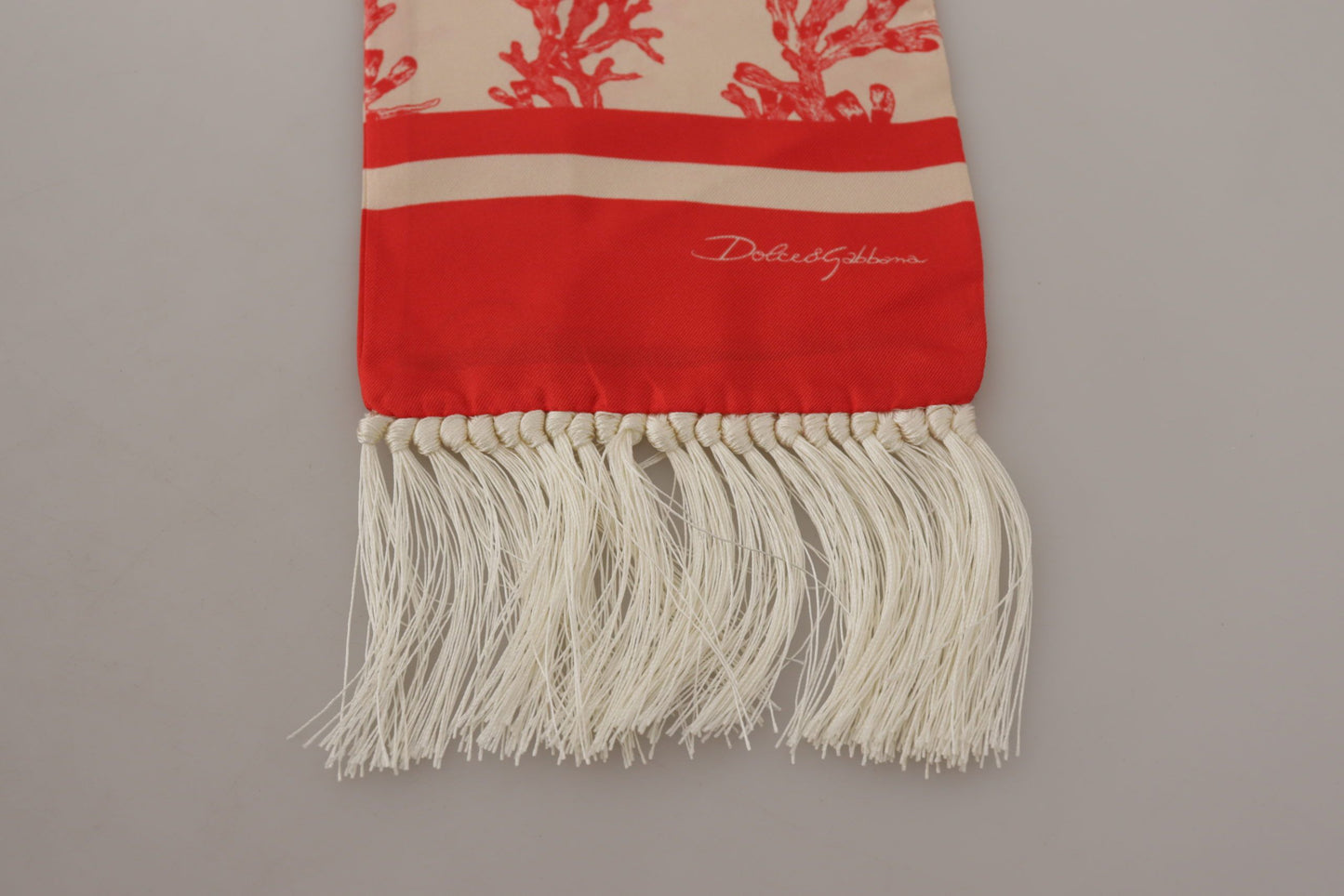 Dolce &amp; Gabbana Elegant Silk Men's Scarf Wrap - Red Coral Print