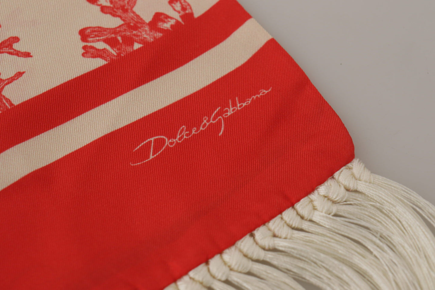 Dolce &amp; Gabbana Elegant Silk Men's Scarf Wrap - Red Coral Print