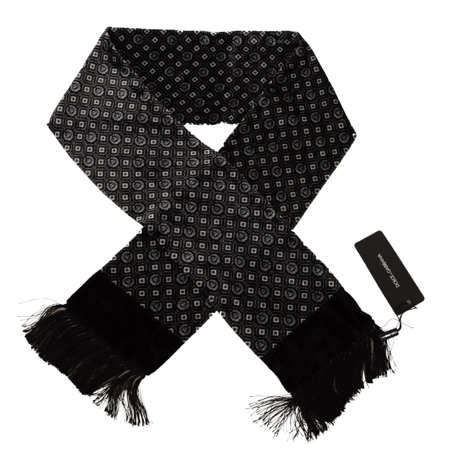 Dolce &amp; Gabbana Elegant Black Geometric Silk Blend Scarf