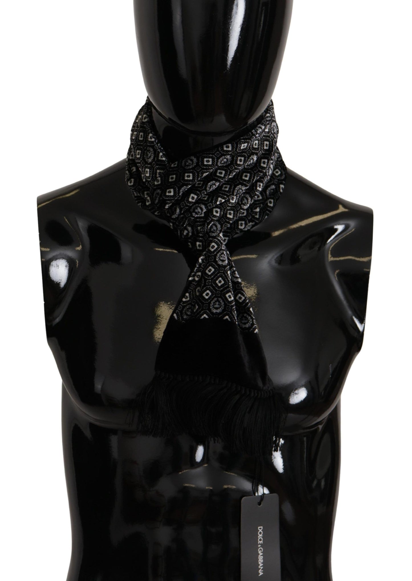 Dolce &amp; Gabbana Elegant Black Geometric Silk Blend Scarf