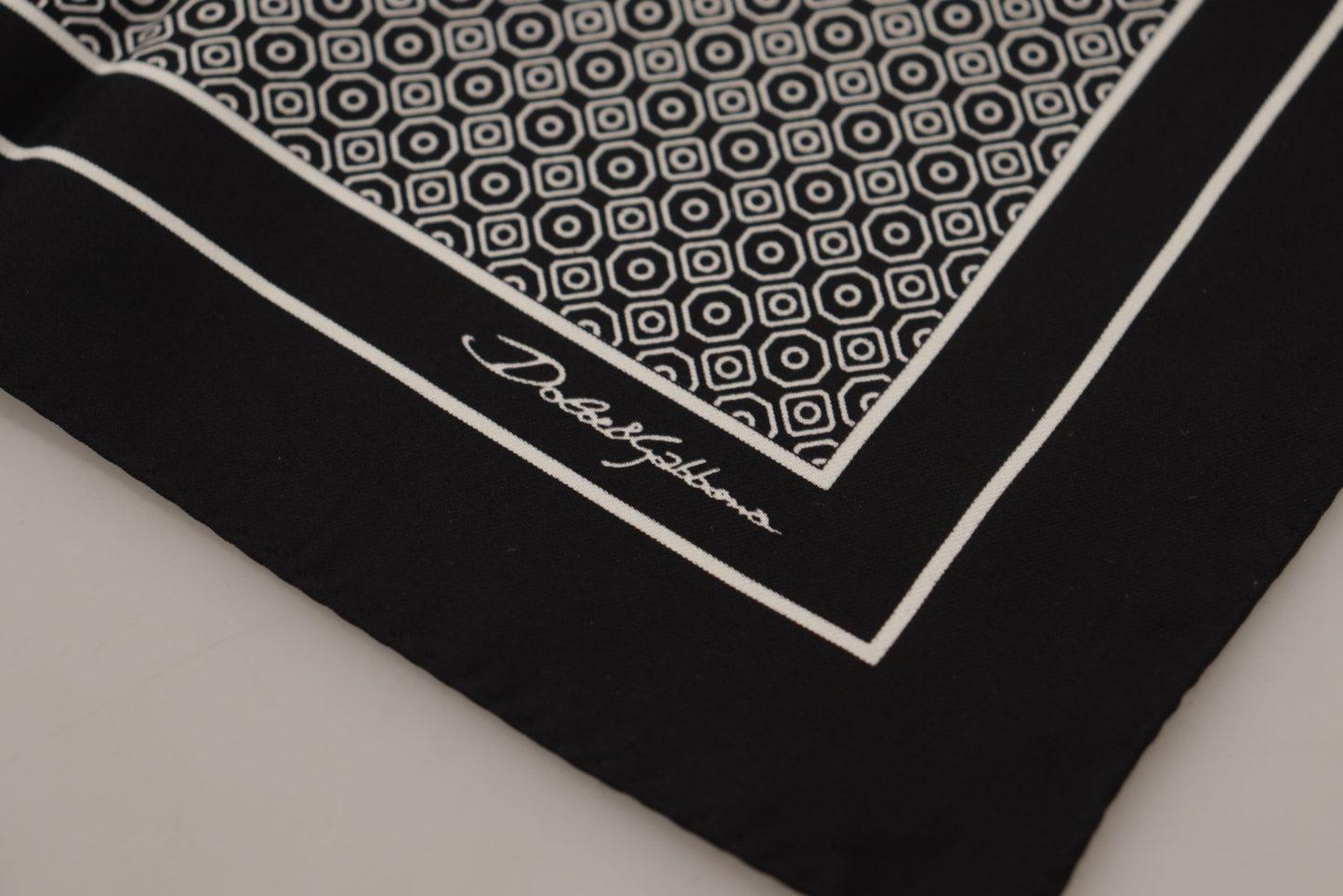 Dolce &amp; Gabbana Elegant Black Silk Geometric Scarf for Men