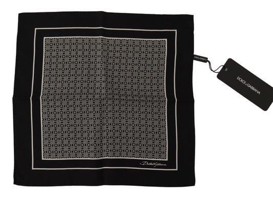 Dolce &amp; Gabbana Elegant Black Silk Geometric Scarf for Men