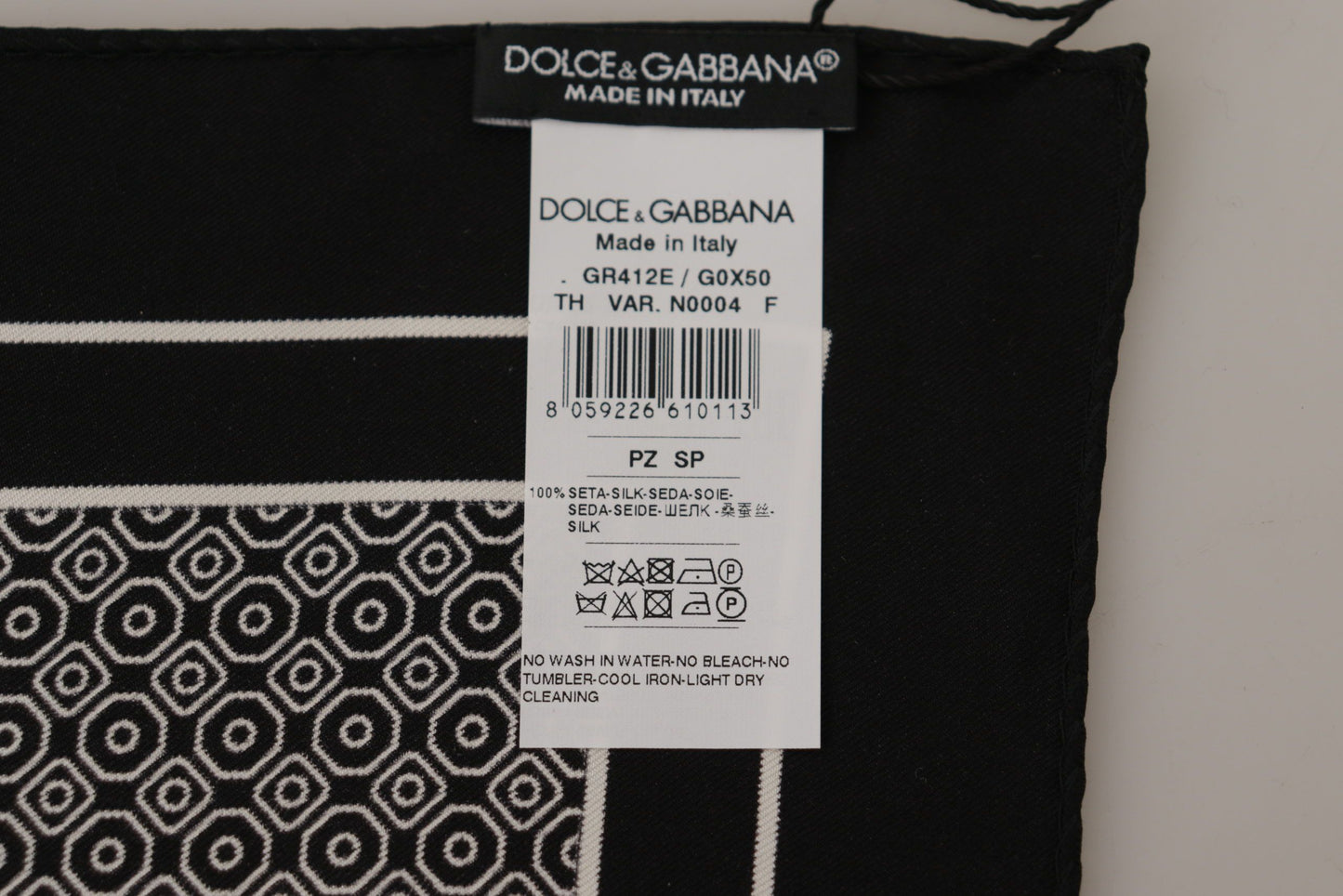 Dolce &amp; Gabbana Elegant Black Silk Geometric Scarf for Men