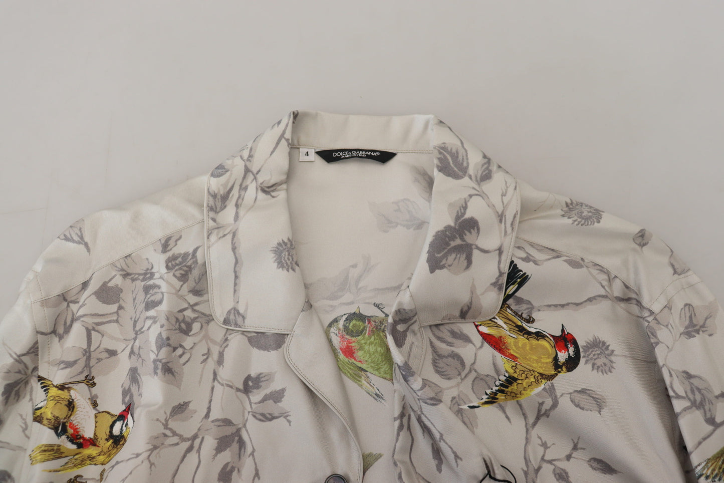 Dolce &amp; Gabbana Elegant Silk Bird Print Casual Shirt