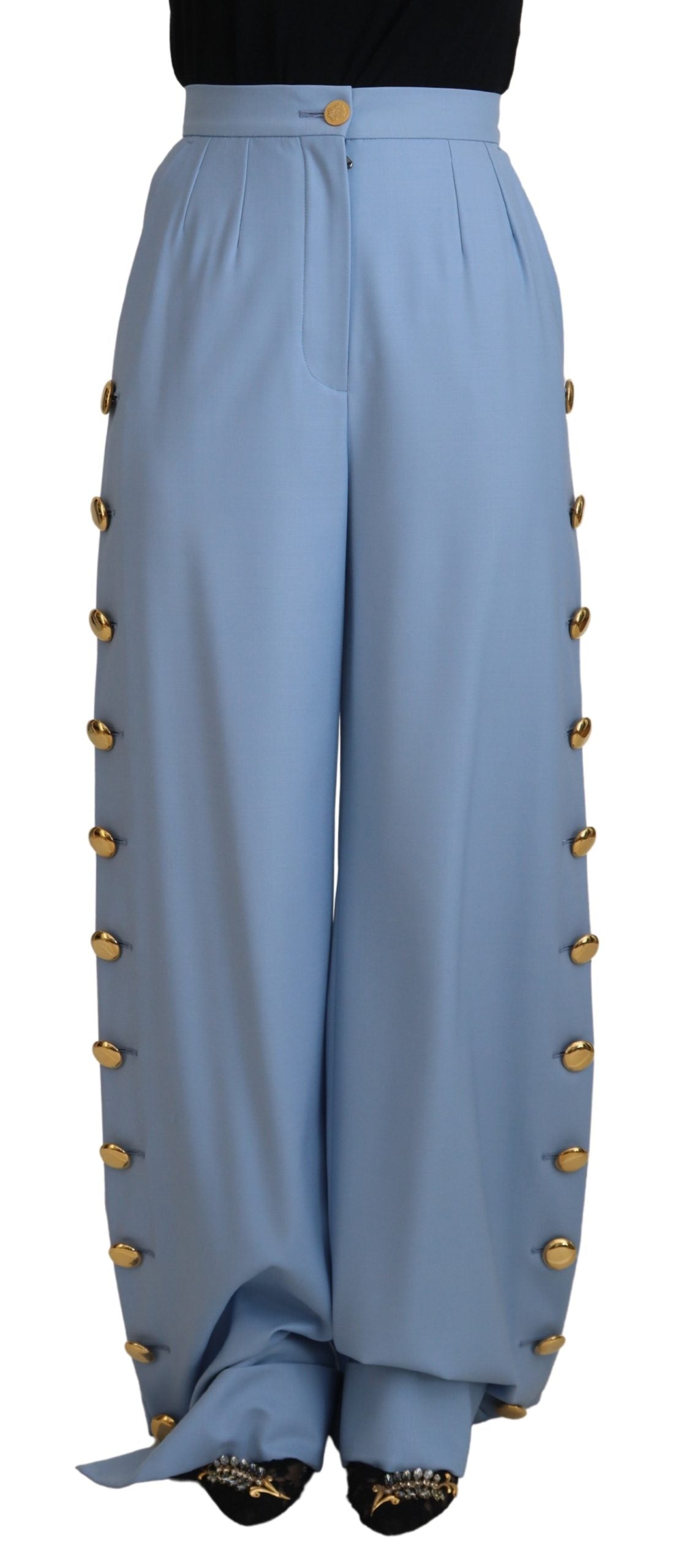 Dolce &amp; Gabbana Elegant Light Blue Wool-Silk Blend Pants