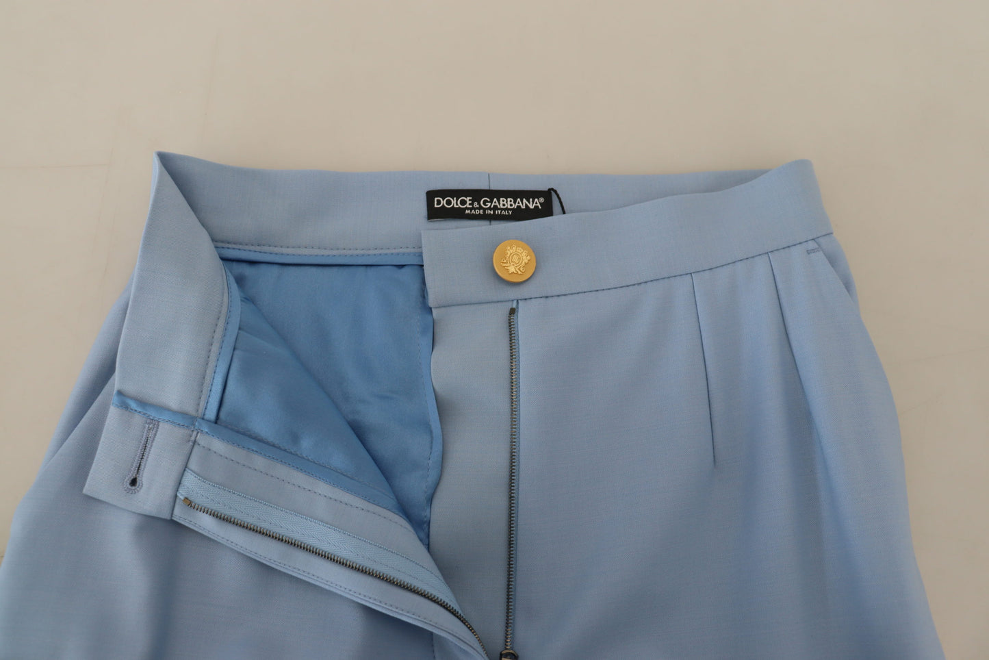 Dolce &amp; Gabbana Elegant Light Blue Wool-Silk Blend Pants