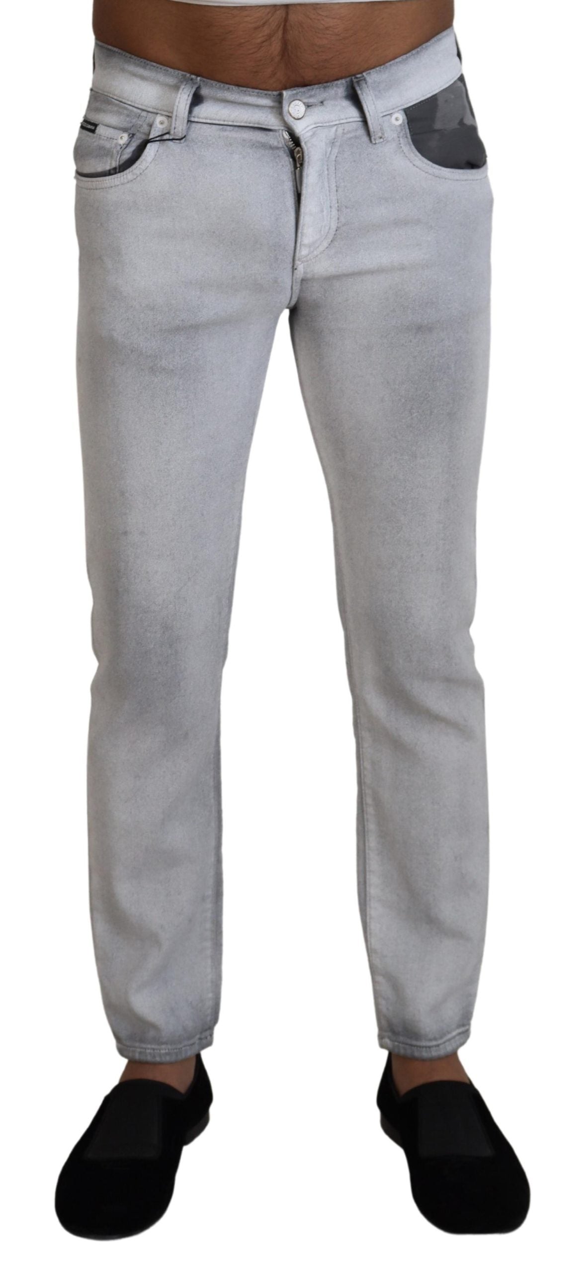 Dolce &amp; Gabbana Elegant Gray Washed Cotton Blend Pants