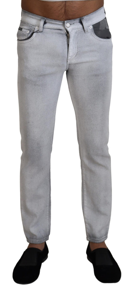 Dolce &amp; Gabbana Elegant Gray Washed Cotton Blend Pants