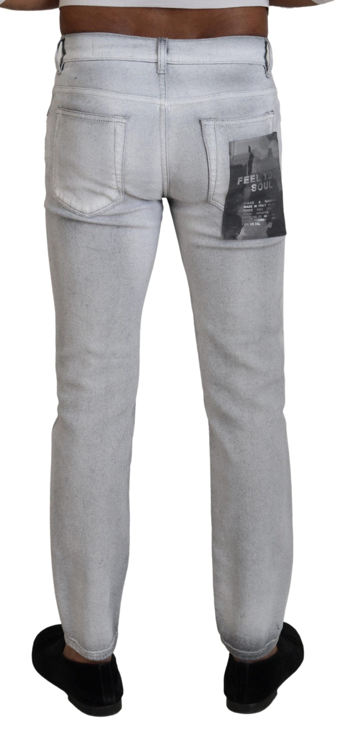 Dolce &amp; Gabbana Elegant Gray Washed Cotton Blend Pants