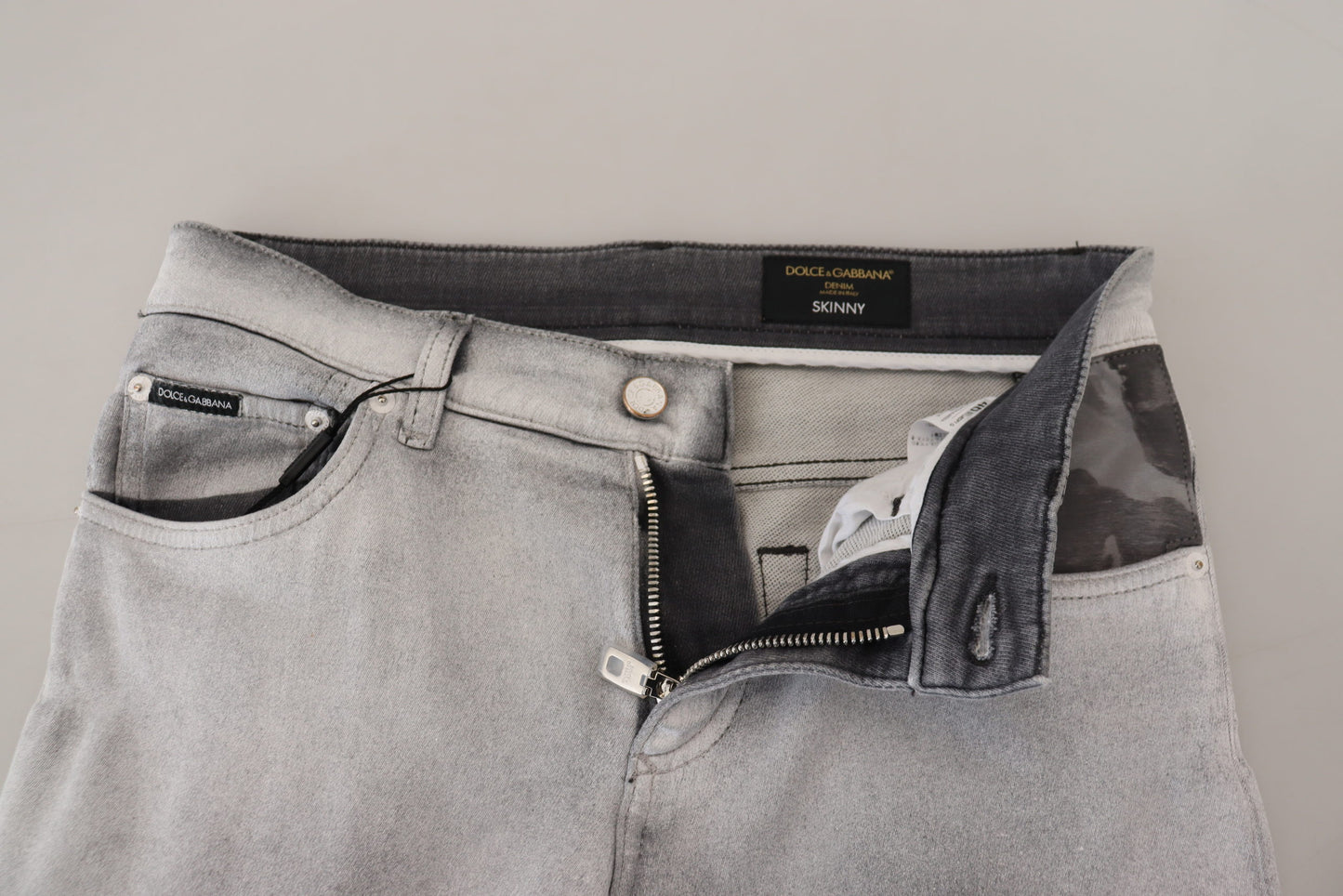 Dolce &amp; Gabbana Elegant Gray Washed Cotton Blend Pants