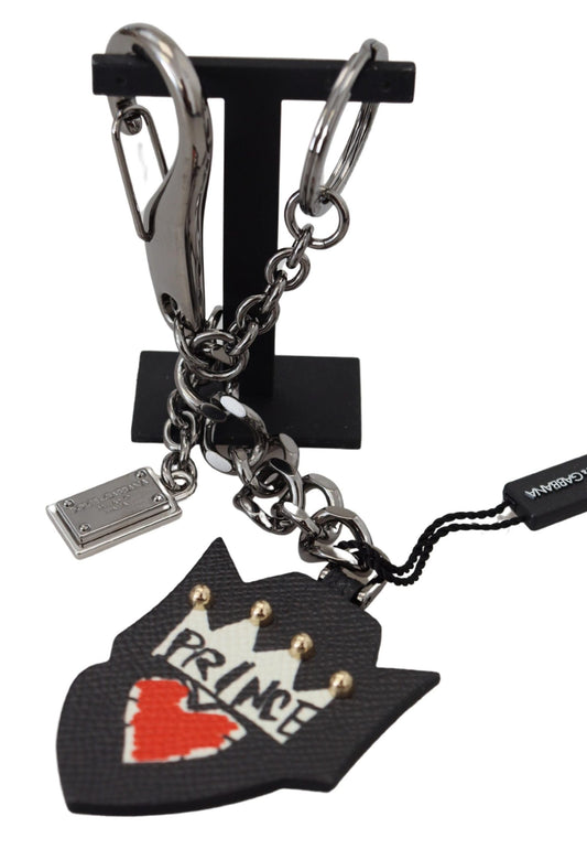 Dolce &amp; Gabbana Elegant Silver and Black Designer Keychain